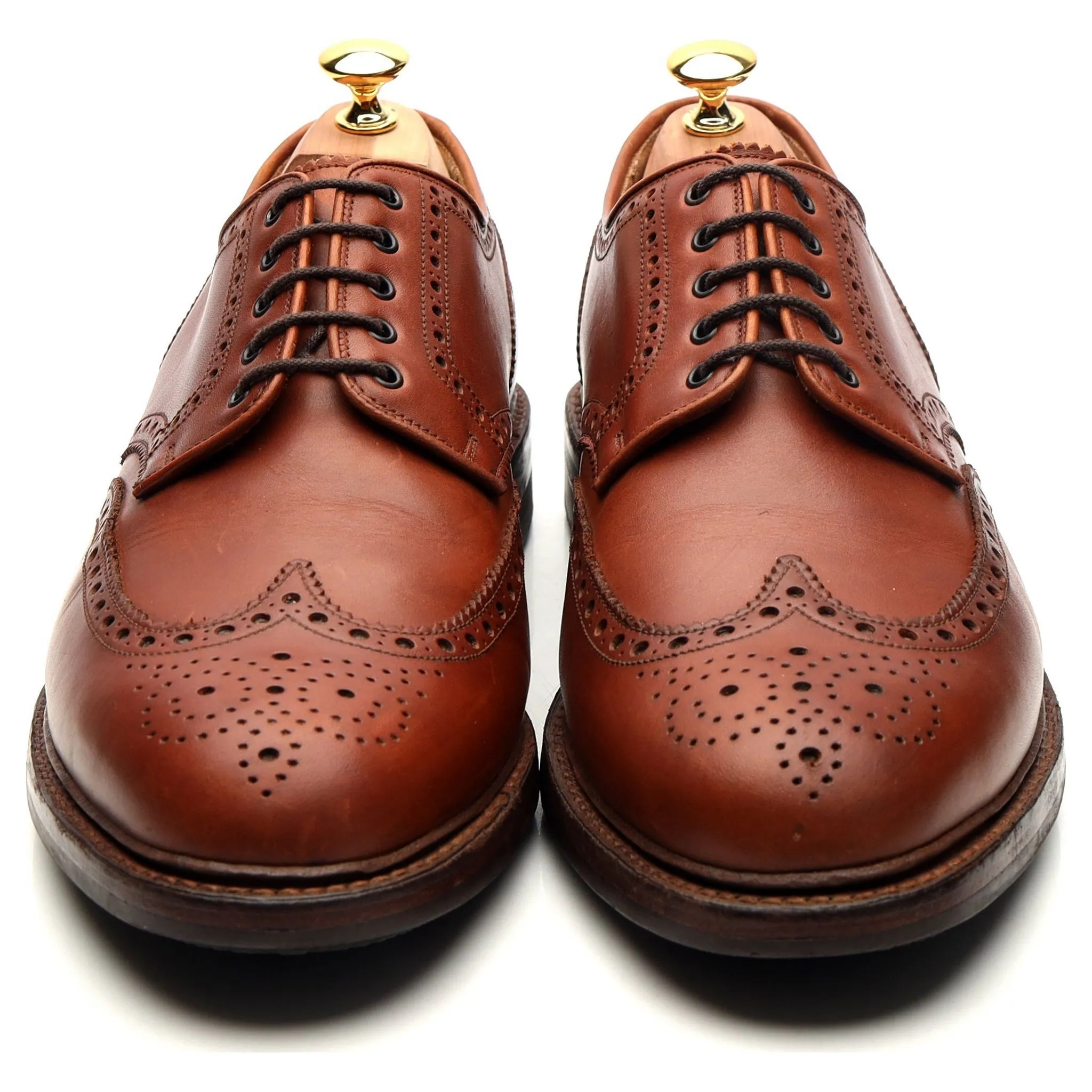 'Warwick' Tan Brown Leather Derby Brogues UK 11 F