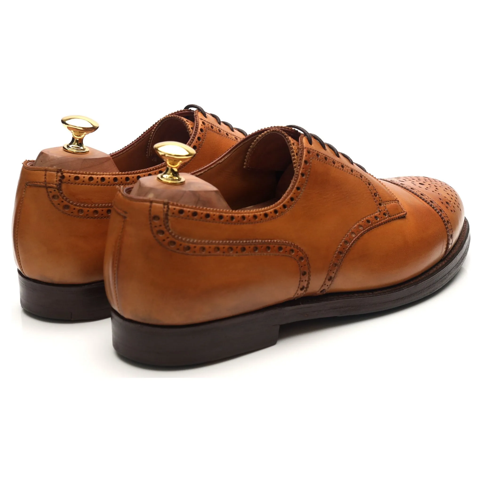 'Wein' Tan Brown Leather Apron Derby Brogues UK 10 E