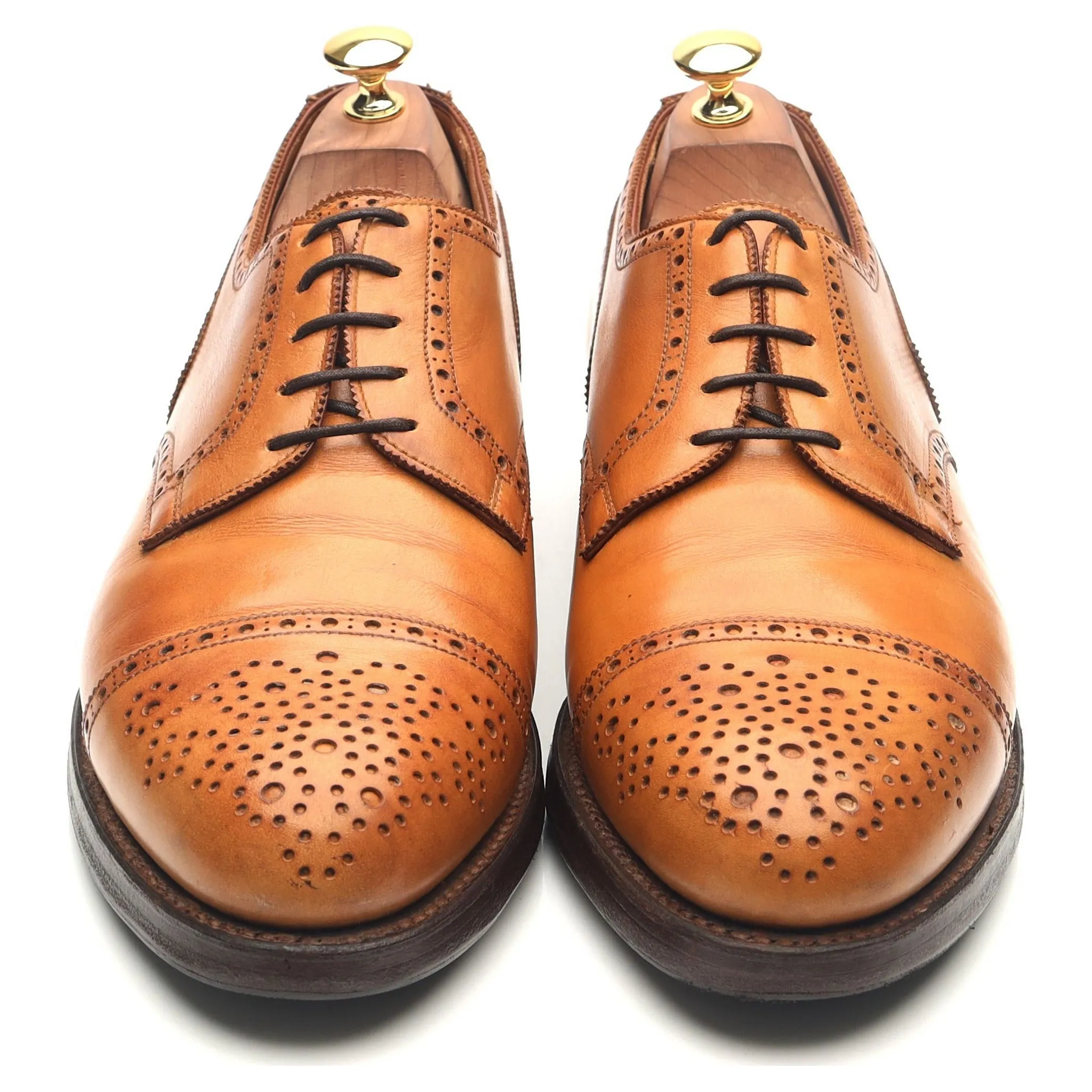 'Wein' Tan Brown Leather Apron Derby Brogues UK 10 E