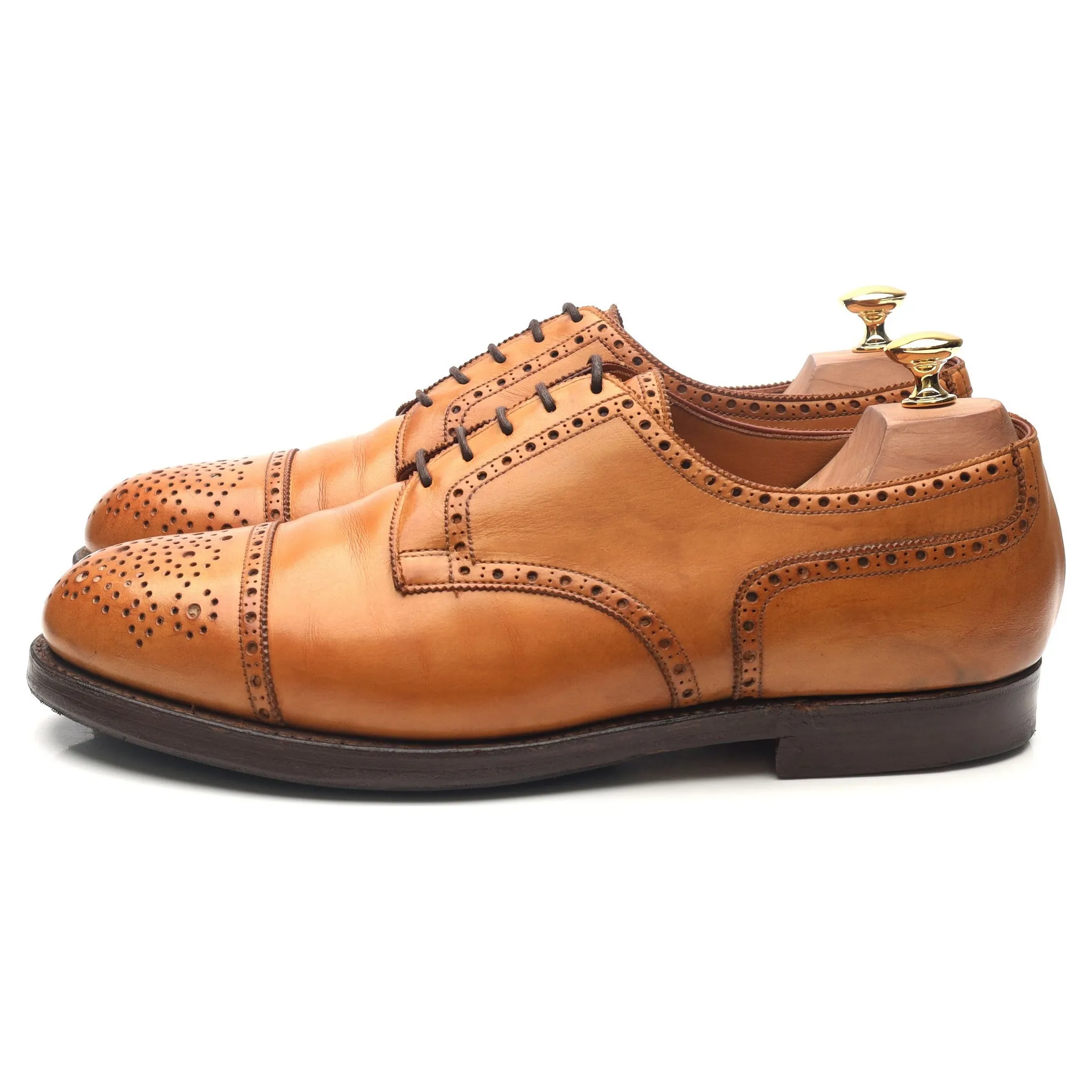 'Wein' Tan Brown Leather Apron Derby Brogues UK 10 E