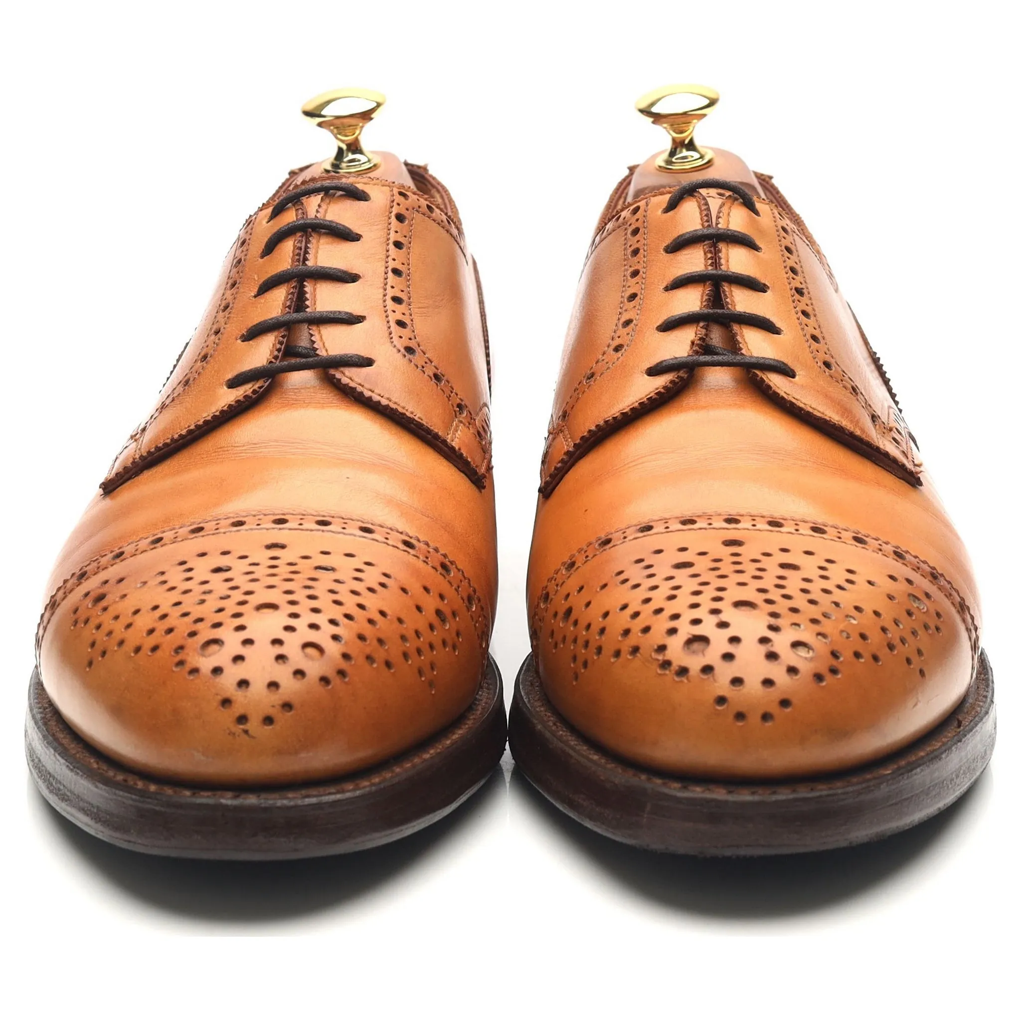 'Wein' Tan Brown Leather Apron Derby Brogues UK 10 E