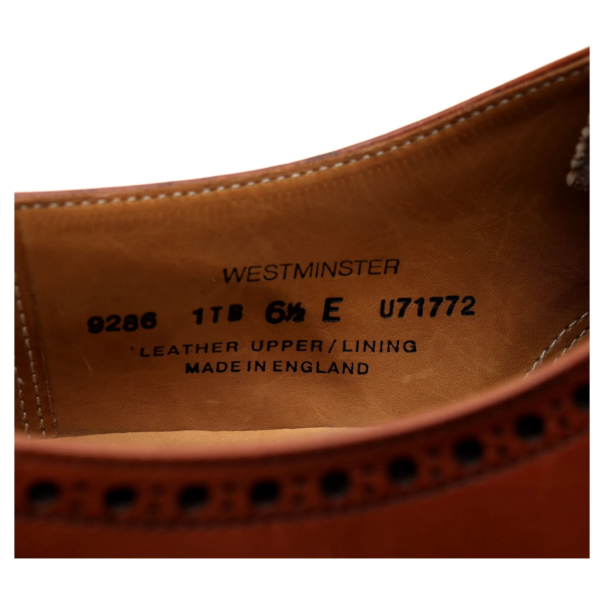 'Westminster' Tan Brown Leather Oxford Brogues UK 6.5 E