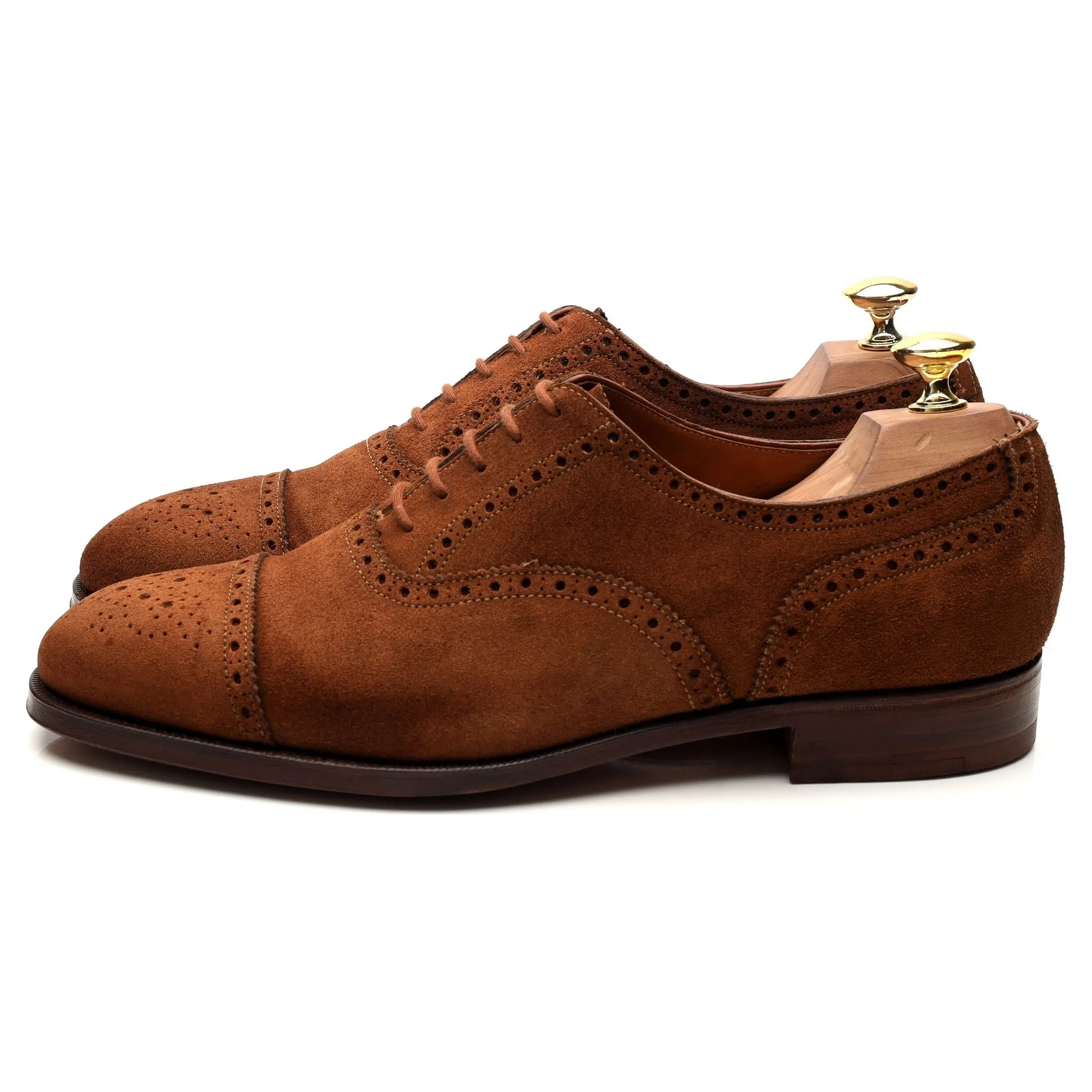 'Westminster' Tan Brown Suede Oxford Semi Brogues UK 8.5 E