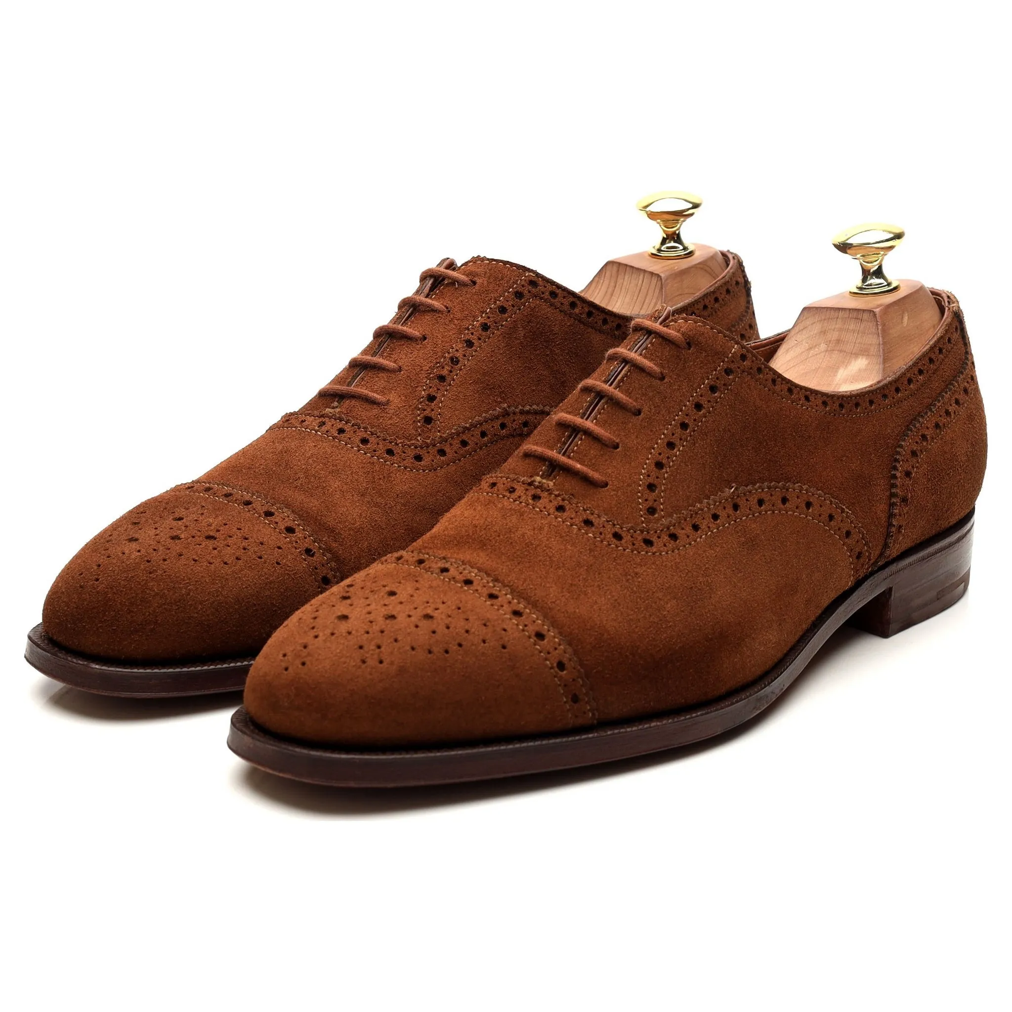 'Westminster' Tan Brown Suede Oxford Semi Brogues UK 8.5 E