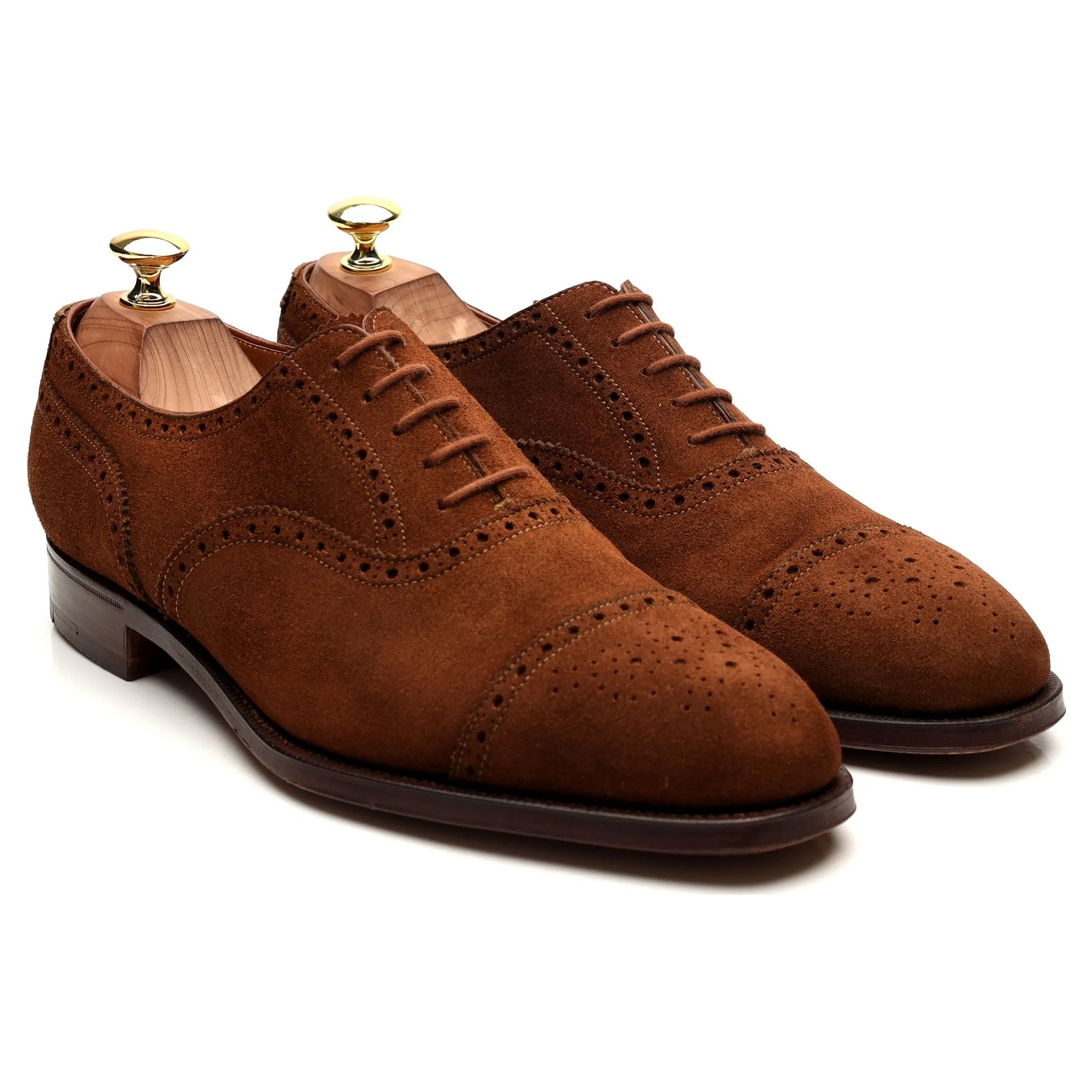 'Westminster' Tan Brown Suede Oxford Semi Brogues UK 8.5 E