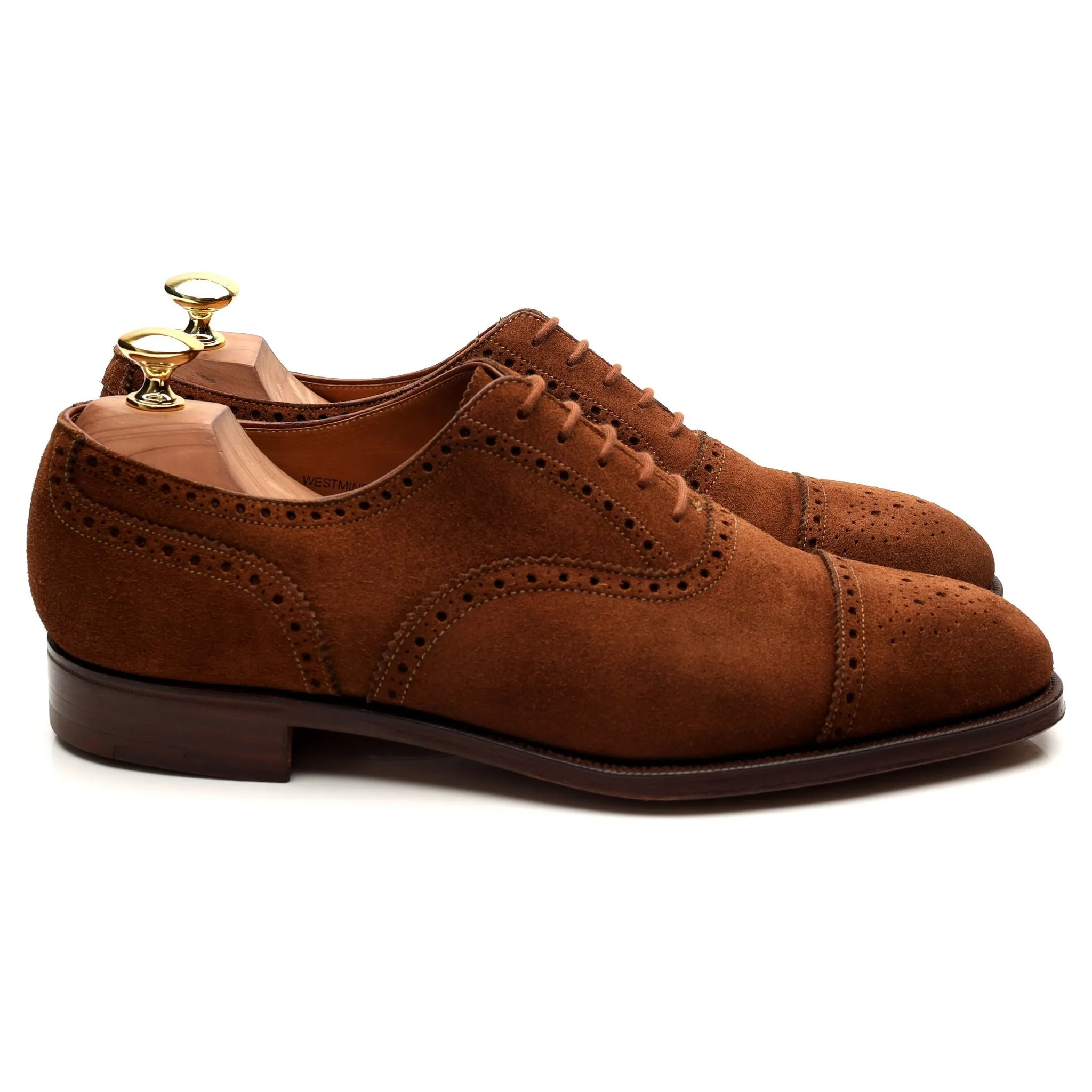 'Westminster' Tan Brown Suede Oxford Semi Brogues UK 8.5 E