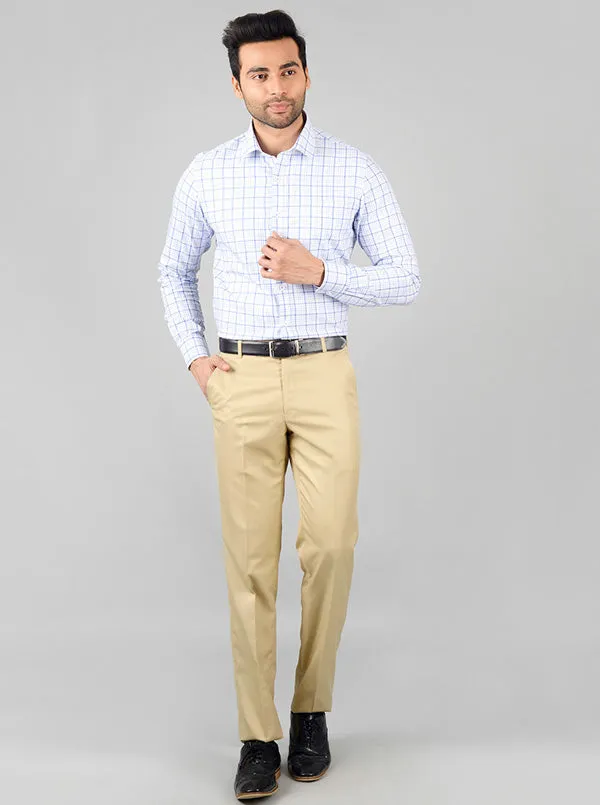 White & Blue Checked Slim Fit Formal Shirt | JadeBlue