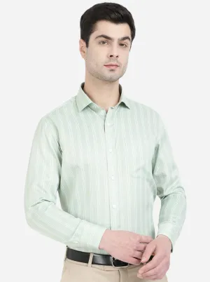 White & Green Striped Slim Fit Formal Shirt | Greenfibre