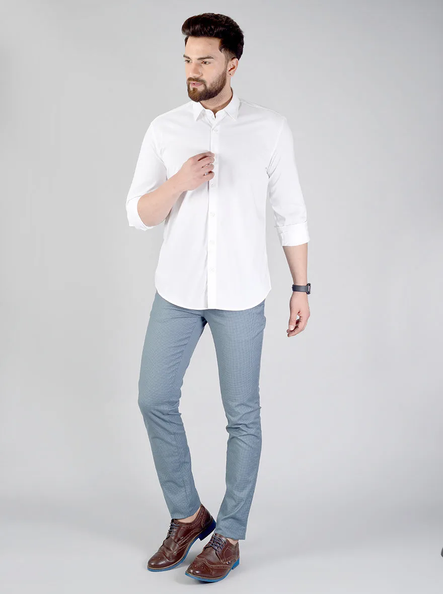 White Solid Slim Fit Casual Shirt | JadeBlue