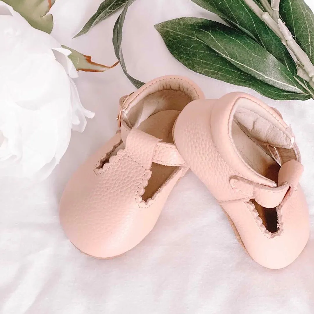 Wisp Pink Leather Baby T Bar Shoe