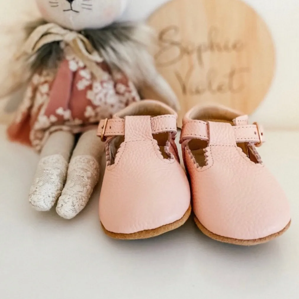 Wisp Pink Leather Baby T Bar Shoe