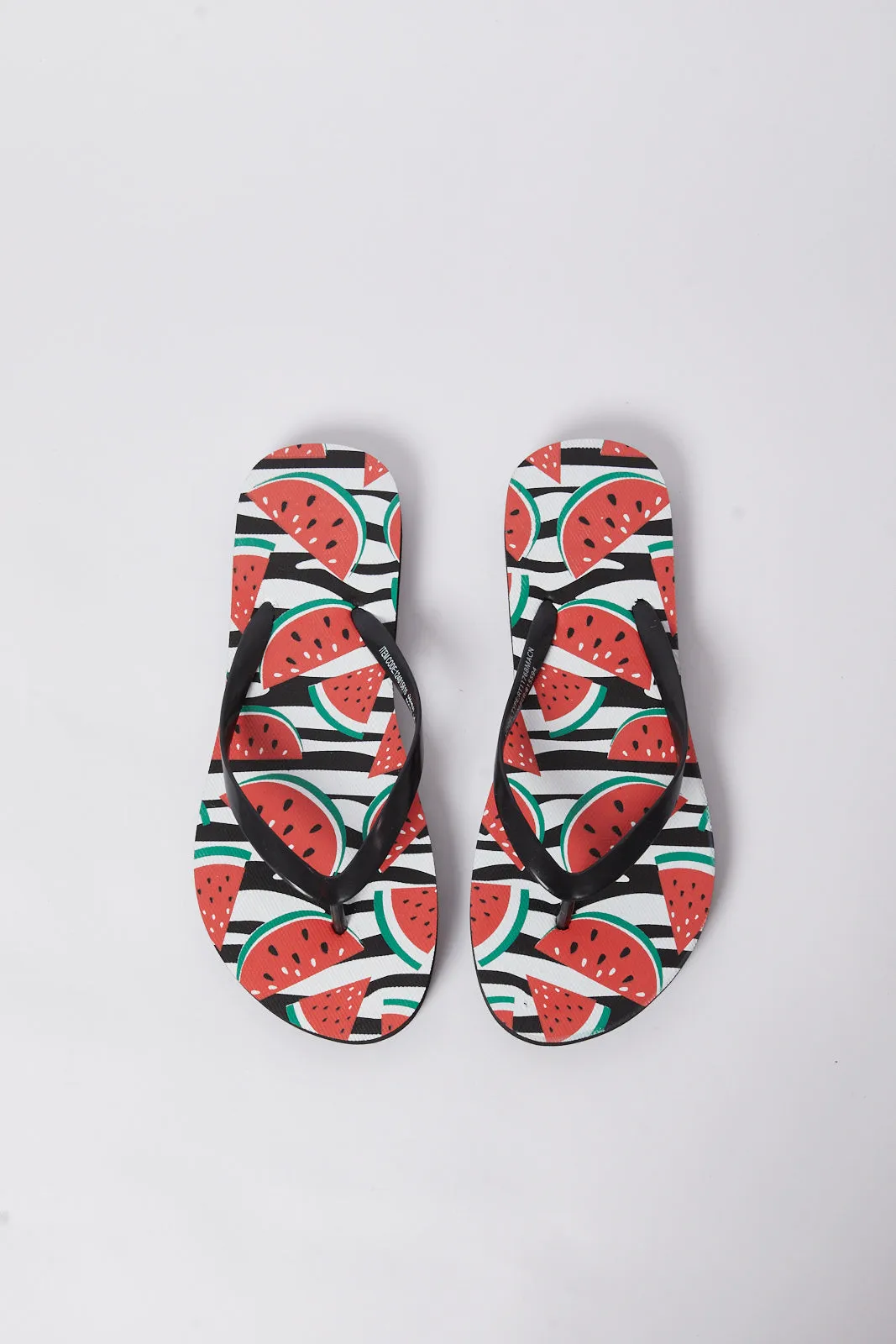 Woman Black Watermelon Print Flip Flop