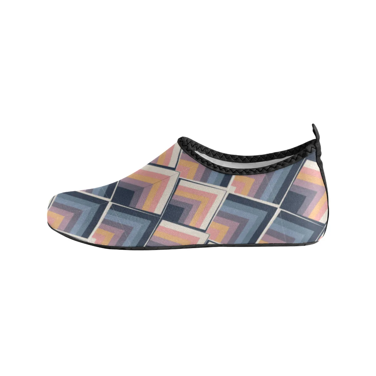 Women's Blue-Pink Scales Geometrical Print Barefoot Canvas Shoes