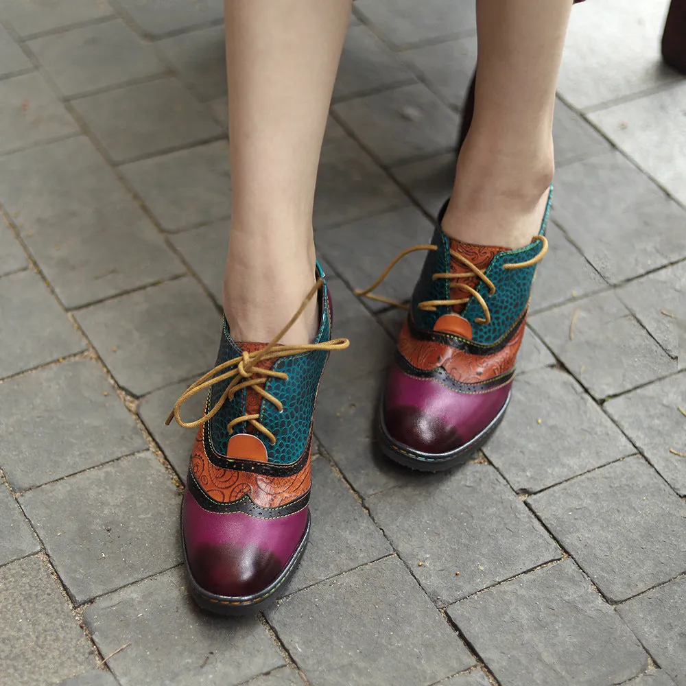 Women's Brogue Oxfords Shoes Lace up Vintage Shoes