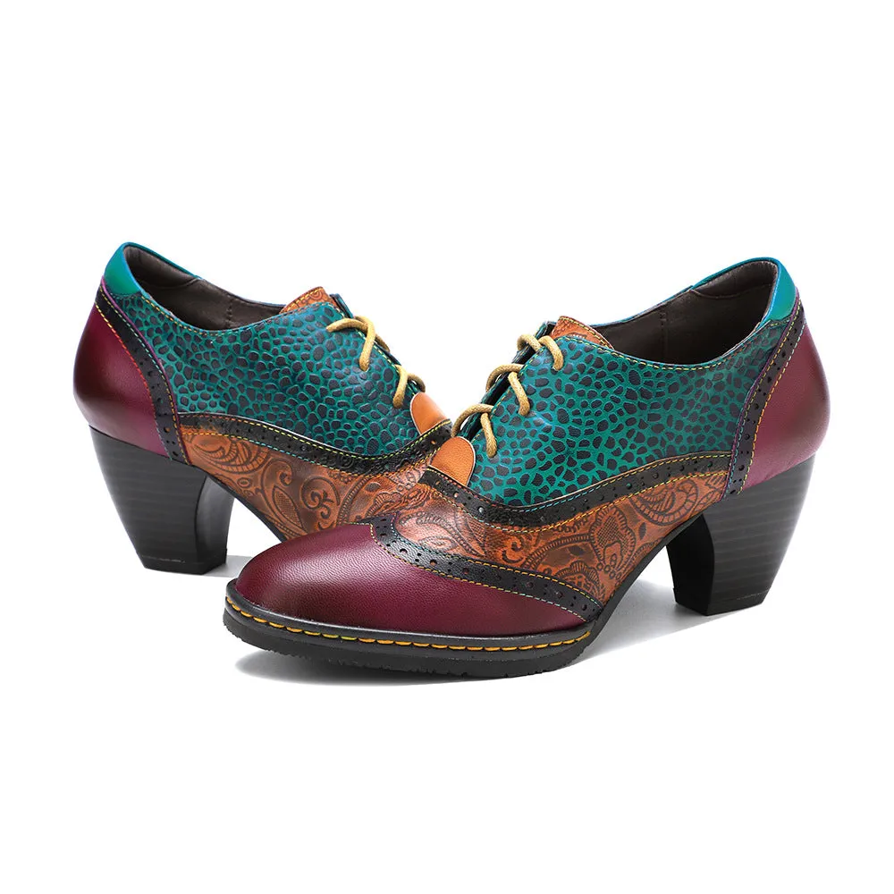 Women's Brogue Oxfords Shoes Lace up Vintage Shoes