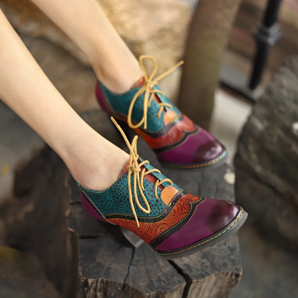 Women's Brogue Oxfords Shoes Lace up Vintage Shoes