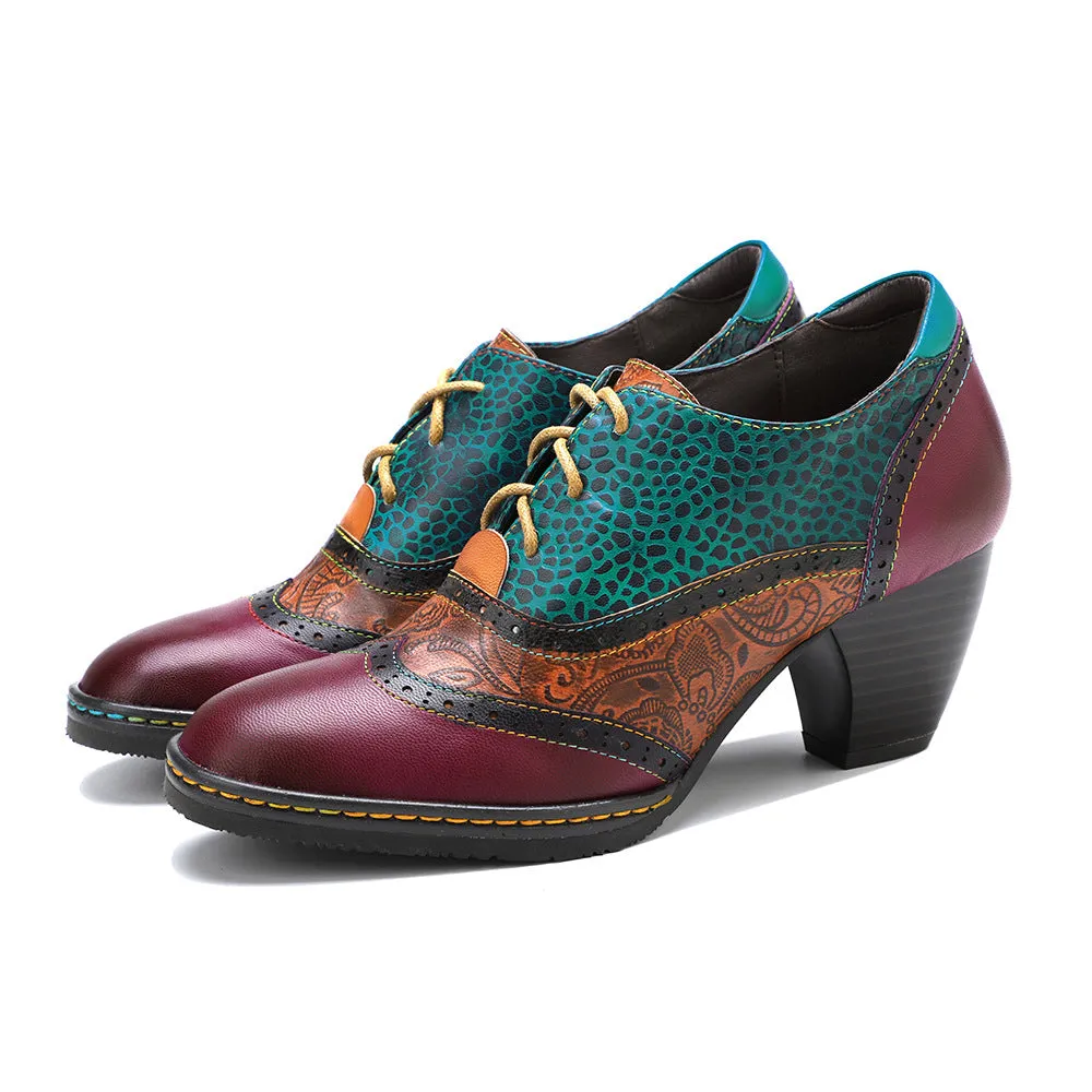 Women's Brogue Oxfords Shoes Lace up Vintage Shoes