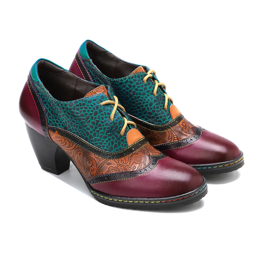 Women's Brogue Oxfords Shoes Lace up Vintage Shoes