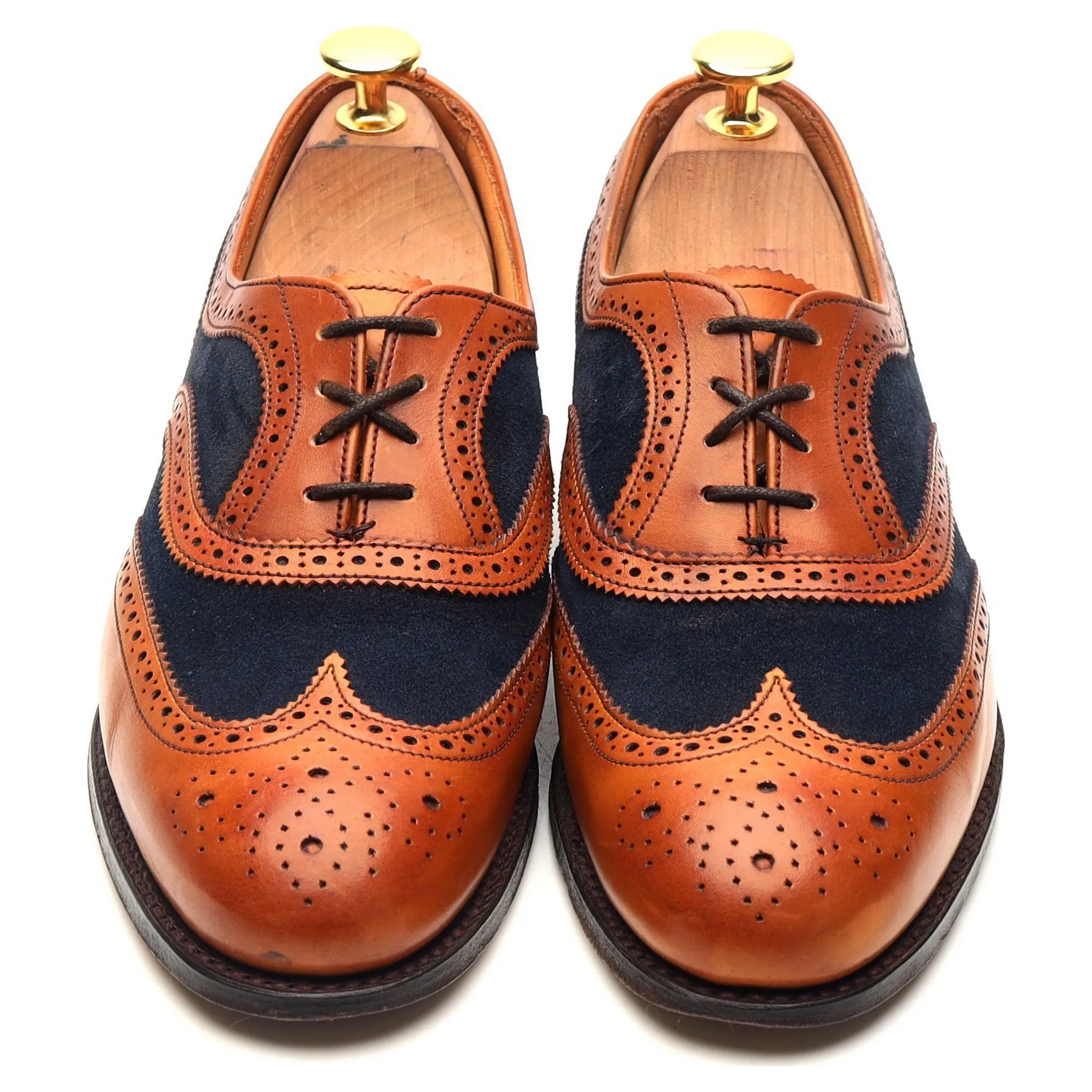 Women's 'Milly' Tan Brown Leather Two Tone Oxford Brogues UK 3.5 D