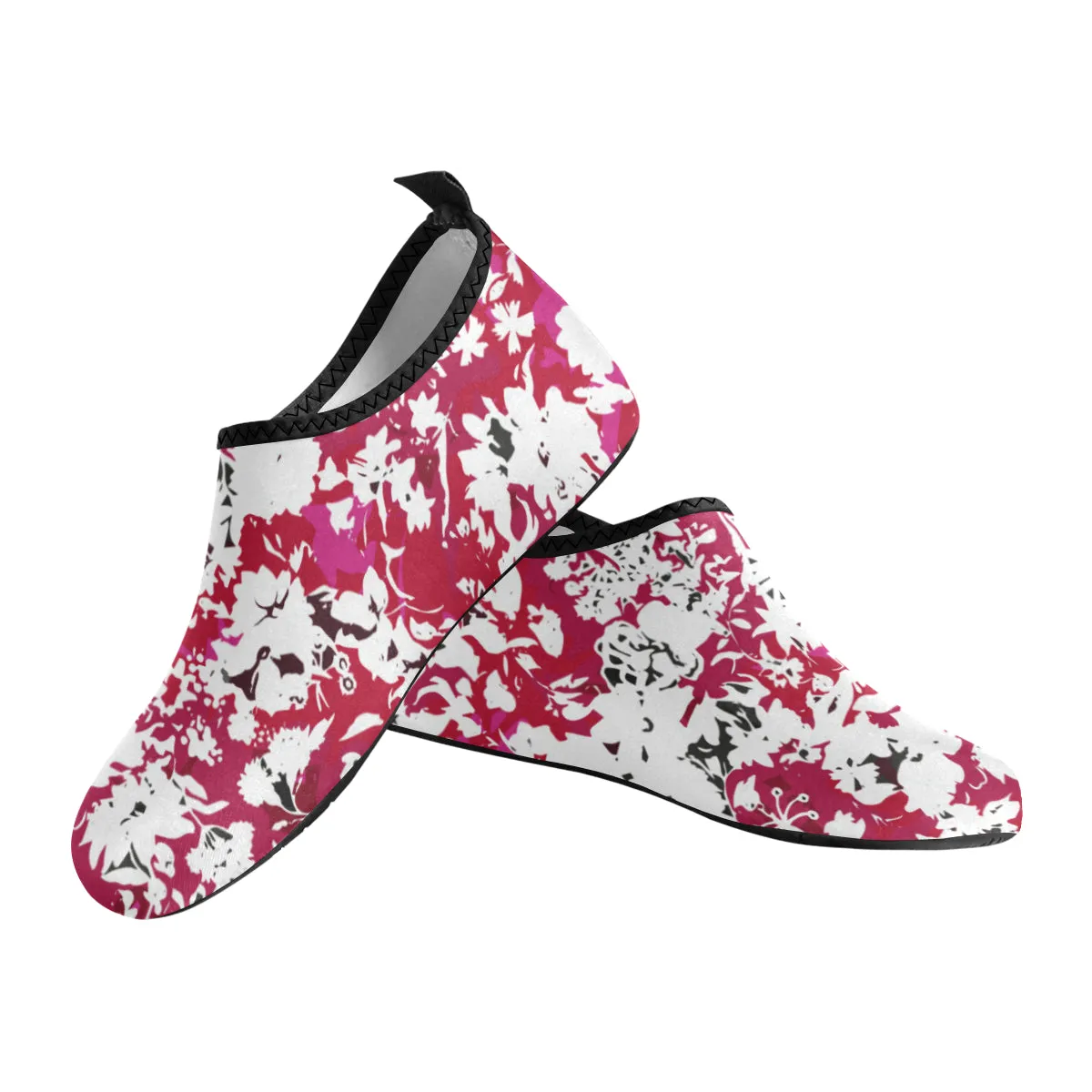 Women's Red Orchid Floral Print Canvas Barefoot Shoes