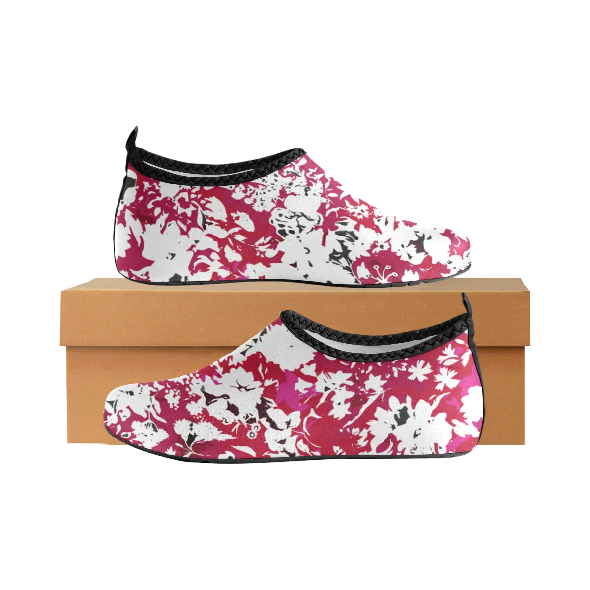 Women's Red Orchid Floral Print Canvas Barefoot Shoes