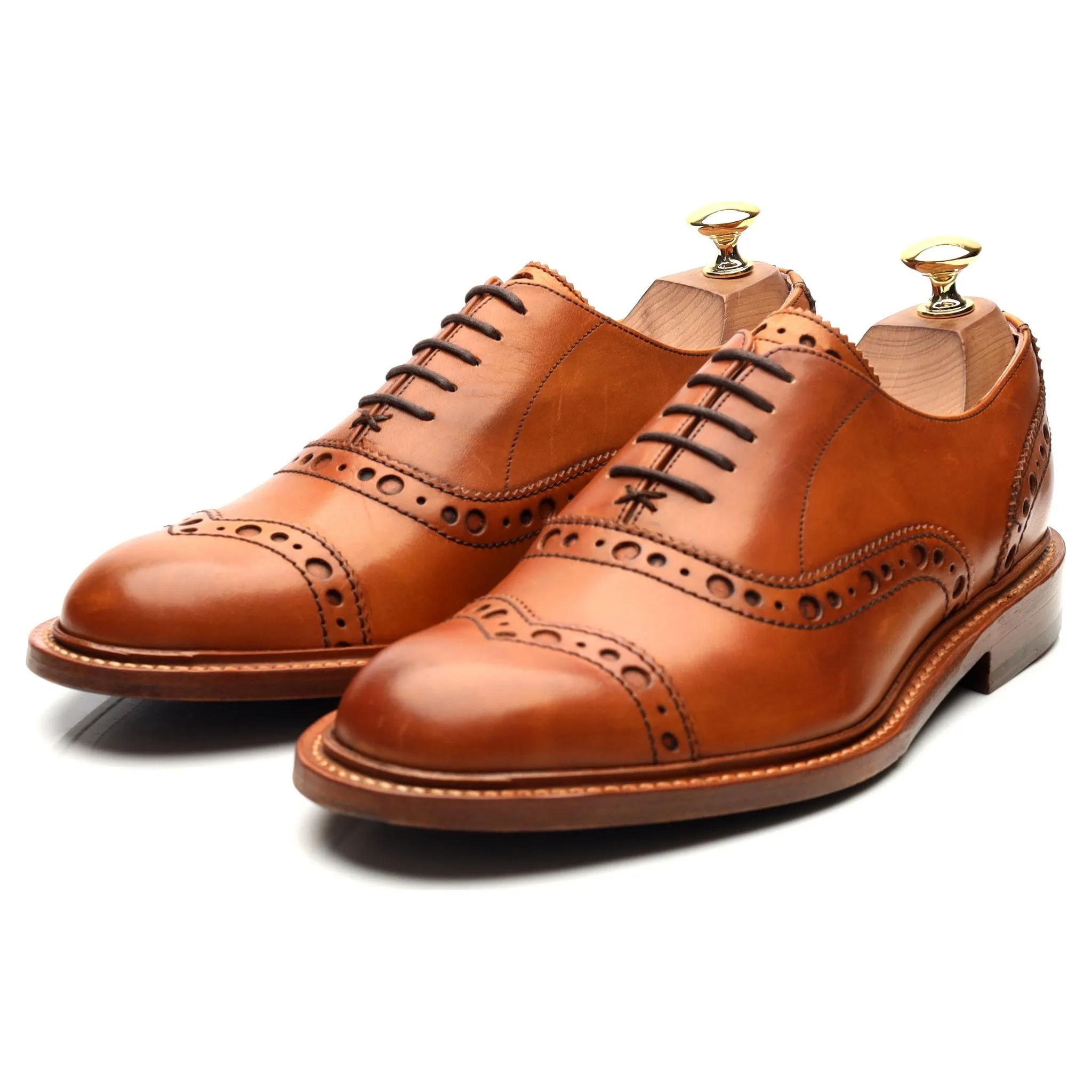 Women's Tan Brown Leather Oxford Brogues UK 6 F