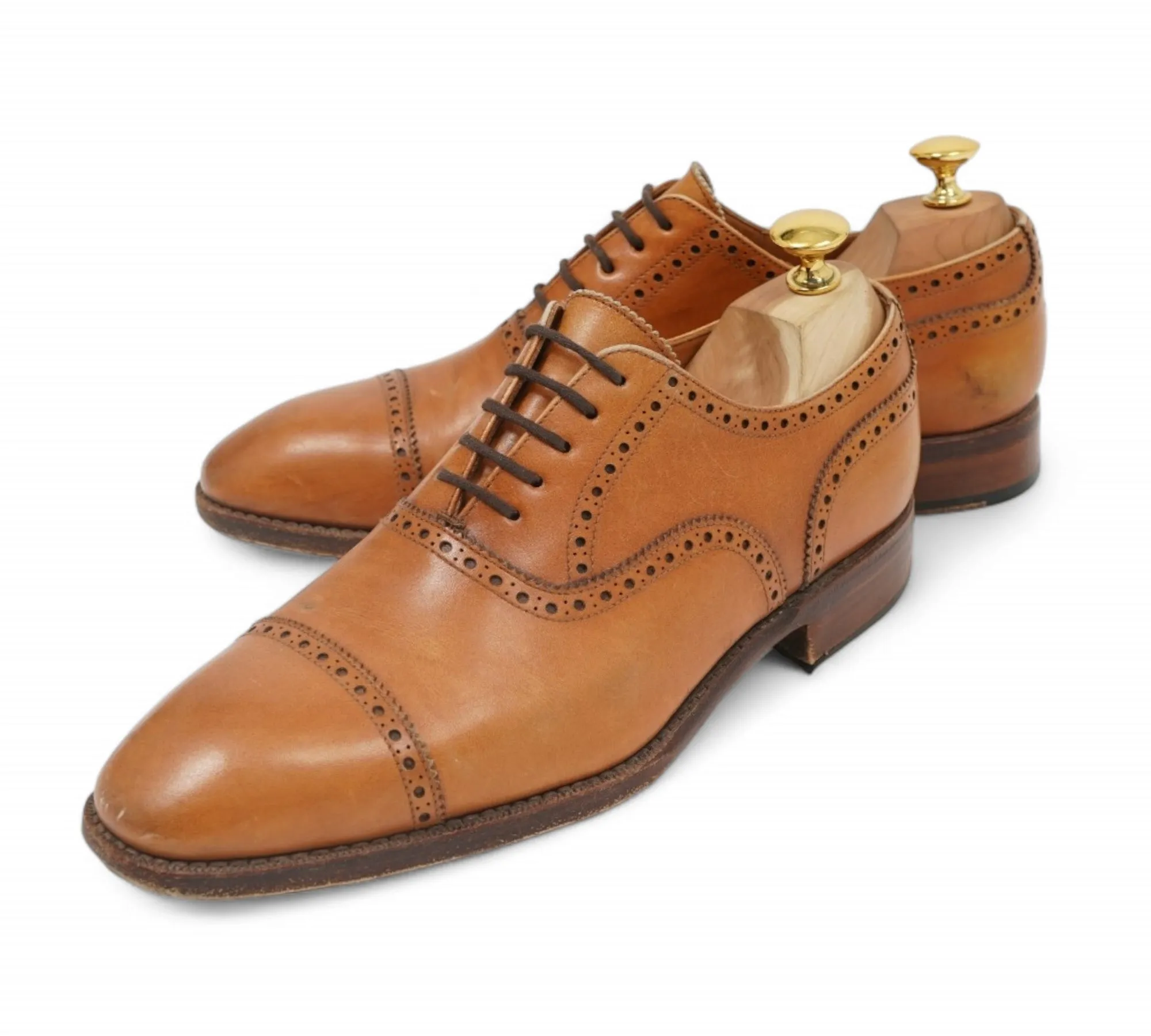 Yanko - Tan Brogue Cap Toe Oxfords UK 7/EU 41