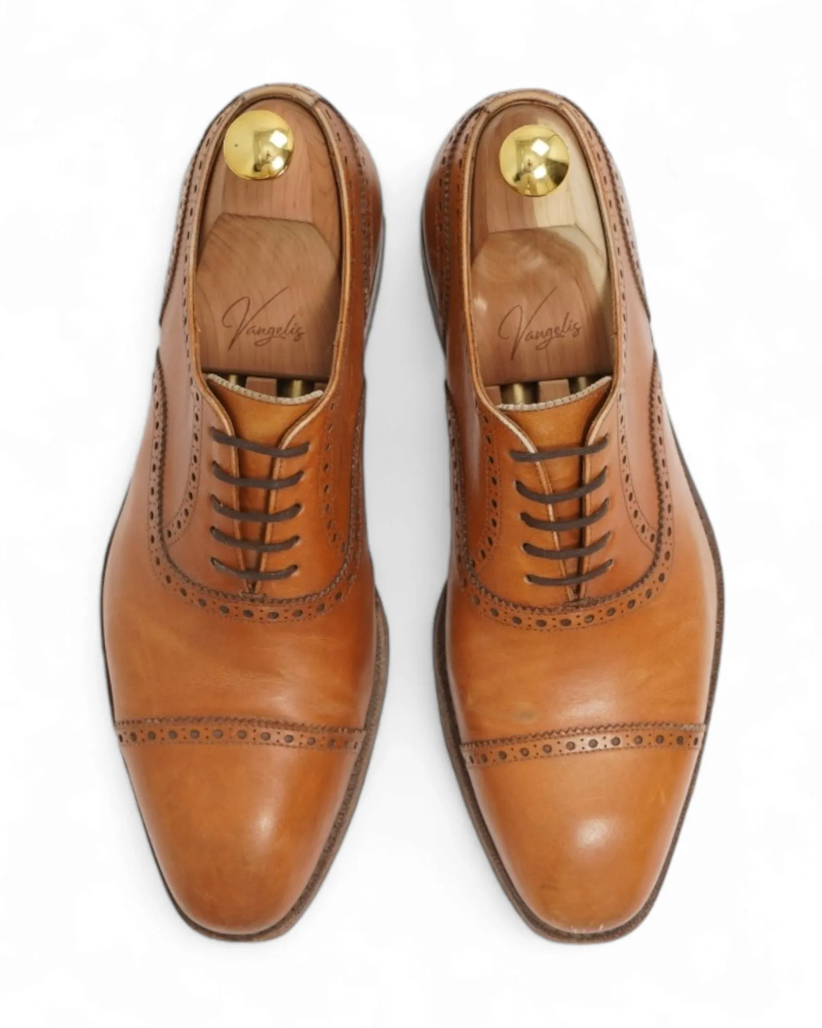 Yanko - Tan Brogue Cap Toe Oxfords UK 7/EU 41