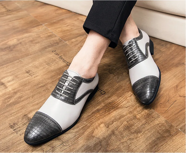 Yeknu Mazefeng Brand Men Leather Formal Business Shoes Male Office Work Flat Shoes Oxford Breathable Party Wedding Anniversary Shoes