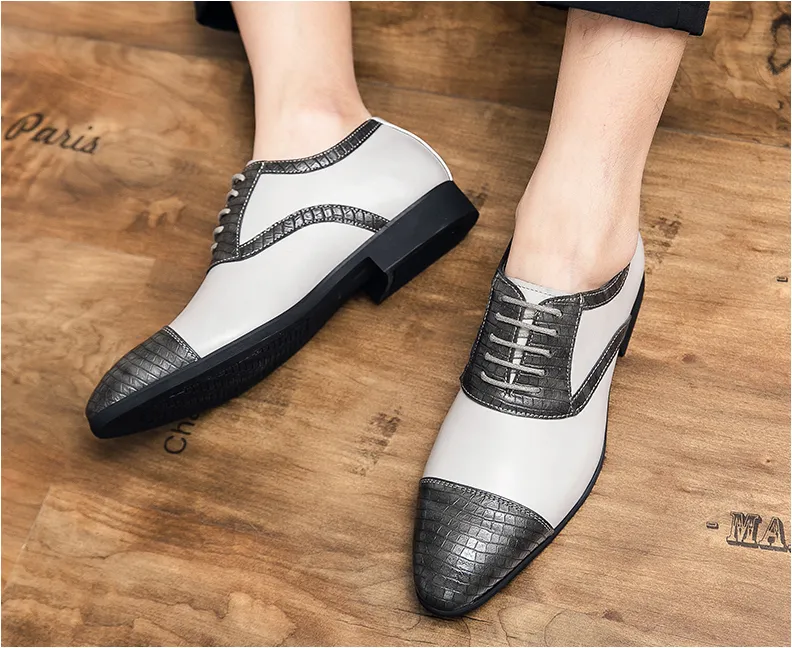 Yeknu Mazefeng Brand Men Leather Formal Business Shoes Male Office Work Flat Shoes Oxford Breathable Party Wedding Anniversary Shoes