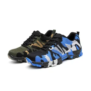 YSK 526: Camo Steel Toe Fashion Shoes (Blue/Green)