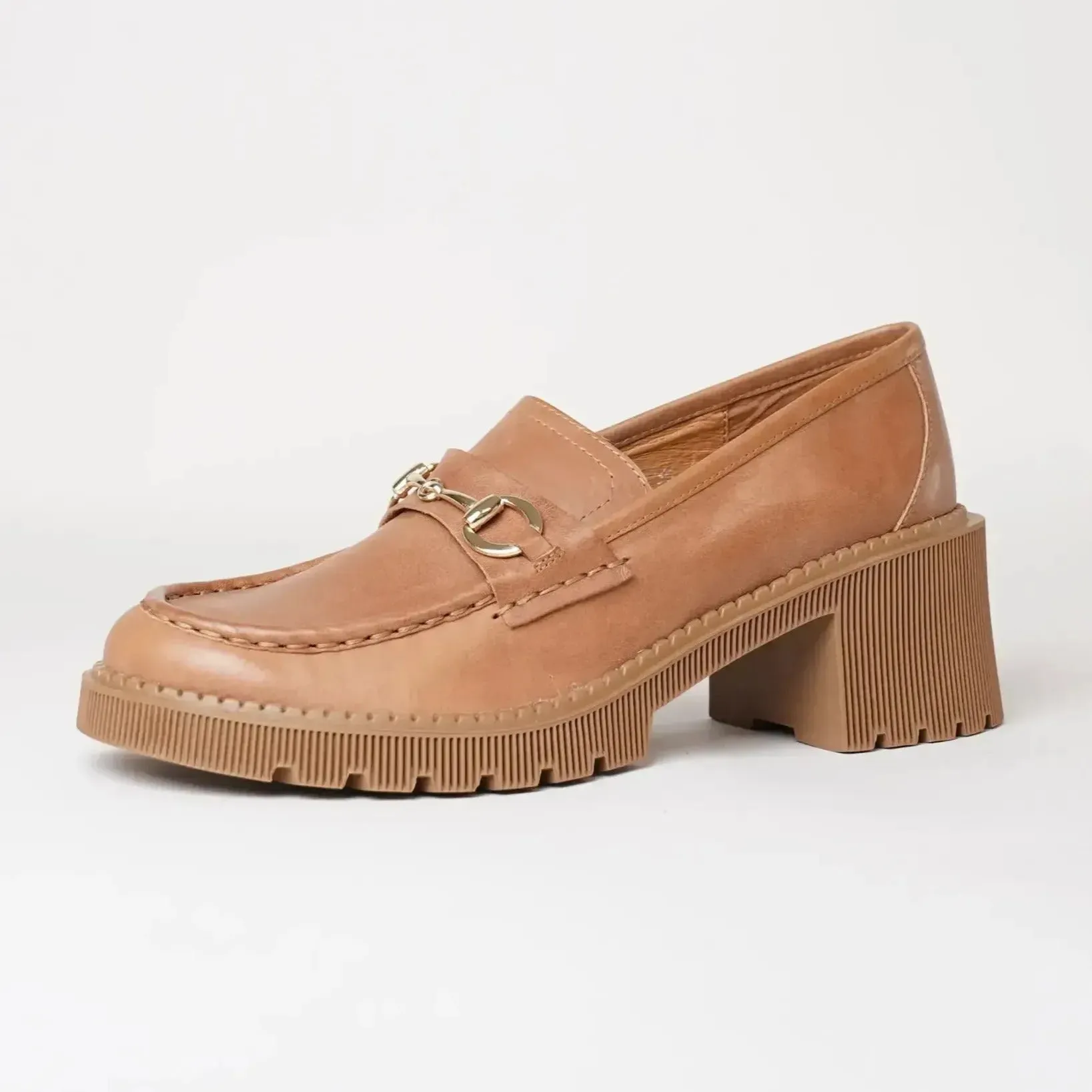 Zoey Tan Leather Loafers